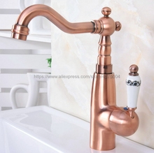 Antique Red Copper Bathroom Basin Faucet Hot Cold Mixer Tap Single Handle Basin Tap Mixer Tap Nnf629 2024 - buy cheap