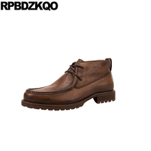 Zapatos Oxford formales de talla grande para hombre, botines hechos a mano, botas de punta redonda, vestido de boda corto de grano completo con cordones, otoño 2024 - compra barato