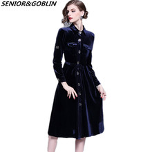 2022 Spring Vintage Velvet Dress Woman Blue Long Sleeve Casual Dress Elegant Celebrity Evening Party Vestidos Women's Clothing 2024 - buy cheap