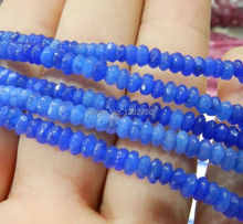 Wholesale fashion DIY 2x4mm Faceted Blue chalcedony Abacus Loose Beads chalcedony 15" 5 pcs/lot fashion jewelry   JT5939 2024 - buy cheap