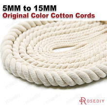 (30149)5mm 6mm 8mm 10mm 12mm 15mm No Dyeing Cotton Original Color 100% Cotton Three Strands Twisted Rope Cords 5 meters 2024 - buy cheap