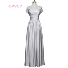 Silver Formal Celebrity Dresses A-line Cap Sleeves V-neck Chiffon Pearls Women Long Evening Dresses Red Carpet Dresses 2024 - buy cheap