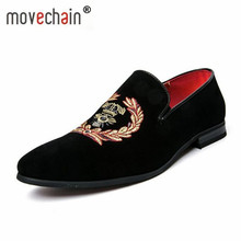 movechain Fashion Men's Casual Embroidery Loafers Mens Suede Genuine Leather Shoes Moccasins Oxfords Man Wedding Party Flats 2024 - buy cheap