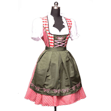 Adult Women Oktoberfest Dirndl Carnival Party Bavaria Beer Girl Dress Red Plaid Dress Apron Outfit 2024 - buy cheap