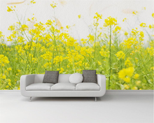 Beibehang Custom wallpaper simple small fresh rape flower garden background living room bedroom TV sofa background 3d wallpaper 2024 - buy cheap