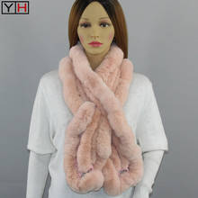 Winter women real rabbit fur scarf fashion brand Genuine Rex rabbit fur scarf winter girl natural rabbit fur scarves 2024 - buy cheap