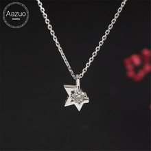 Aazuo 100% 18K White Gold Real Diamonds Classic Lovely Star Free Pendent Necklace gifted for Women Wedding Link Chain Au750 2024 - buy cheap