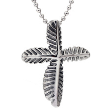 Stainless steel cross leaf pendant necklace for men women reggae pendant for man 2024 - buy cheap