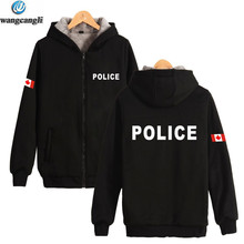 Police Clothing Thick Hoodie Sweatshirts With Zipper Winter Warm POLICE Print Thickened Hoodies Zip-Up Coats 2024 - buy cheap