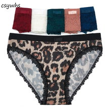 CSYWHS 5pcs Lot Transparent Sexy Panties Womens Lace Leopard Briefs Hollow Out Underwear for Girls Panty Lingerie Intimates S-XL 2024 - buy cheap