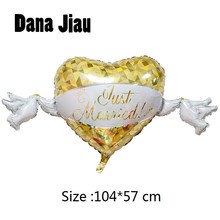Danajiau novo balão de alumínio com coração amarelo, pombos, decorações de festa para casamento, dia dos namorados, anel de diamante 2024 - compre barato