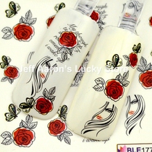 5PCS Beauty Nail Art Water Transfer Stickers Decails Nail Decoration Manicure Tools Red Rose Flowers Design BLE1770 2024 - buy cheap