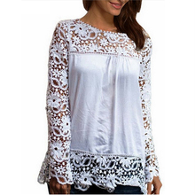 2016 New Women Chiffion Blouses Shirts Long Sleeve Tops Lace Blouses Hollow out Crochet Blusas Femininas Fashion Plus size 5XL 5 2024 - buy cheap