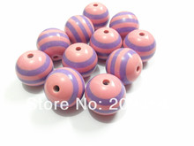 ¡Novedad! Lote de cuentas de resina con franjas de color rosa púrpura para niños, lote de 20mm-100 unidades, cuentas de resina gruesas para fabricación de joyas 2024 - compra barato