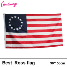 Betsy Ross-Bandera teñida de té de algodón, 3x5 pies/90x150cm, para oficina/actividad/desfile/Festival/decoración del hogar de 13 años, Estrella BETSY ROSS 2024 - compra barato