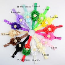 Diademas de 7cm y 18 colores para niñas, diadema de flores con perlas de lujo, FDA107, 150 Uds./lote, Envío Gratis por DHL, venta al por mayor 2024 - compra barato