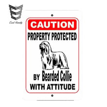 EARLFAMILY 12cm X 8cm Car Styling Waterproof Property Protected By Bearded Collie Dog Breed With Attitude Metal Sign Car Sticker 2024 - buy cheap