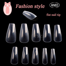 1bags/lot 500pcs 10 size Flat Shaped ABS False free acrylic fake Nails Full Cover Coffin Nails clear Transparent Nails Tips 2024 - buy cheap