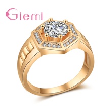 Fancinating Attractive New Design Rose Gold AAA Austrian Cubic Zirconia Ring For Women Engagement Jewelry Wholesale Gift 2024 - buy cheap