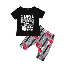 Focusnorm Summer Newborn Toddler Baby Boy Clothing Set 1-4Y Print Letter T Shirt Tops+Shorts Pants Outfits Clothes  2pcs 2024 - buy cheap