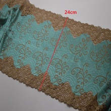 4Meters/lot 24cm wide green stretch lace fabric women's underwear turban bra skirt trimming lace accessories SC753 2024 - buy cheap