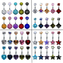 10 Pcs/Lot Sexy Women Stainless Steel Belly Button Rings 4 Style Mixd Colors Cubic Zircon Navel Piercing Ring Charm Body Jewelry 2024 - buy cheap