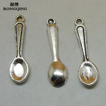 RONGQING 300Pcs/lot Antique Silver Spoon Charms Pendant 6x23mm Cute Realistic Tableware Pendant for Handmade Jewelry 2024 - buy cheap