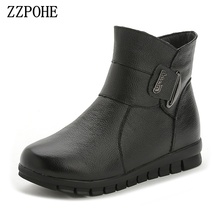 ZZPOHE Autumn Winter New Women Warm Ankle Snow Boots Mother Genuine leather Platform Wedges Snow Boots elderly Plus size shoes 2024 - buy cheap