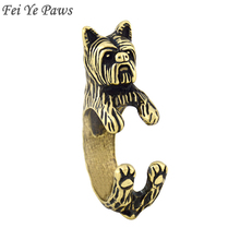 Patas Fei Ye Vintage Yorkshire Terrier anillo bohemio perro Yorkie anillos para las mujeres de la joyería de los hombres mejor amigos joyas 2024 - compra barato