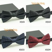 2020 Classic Mens Fashion Solid Jacquard Dot Bowtie Wedding Tuxedo Party Black Red Navy Blue Bow Ties 2024 - buy cheap