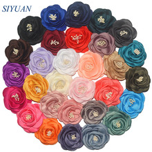 Wholesale 120pcs/lot 3 inch Satin Burned Camellia Hair Flower with Stamen Chic Headband And Brooch Accessories 30 Colors TH250 2024 - buy cheap