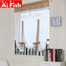 Kitchen Short Curtains Embroidered Roman Blinds Floral Lifting Curtain Grey Sheer Panel Tulle Window Treatment For Door MY367 -4 2024 - buy cheap