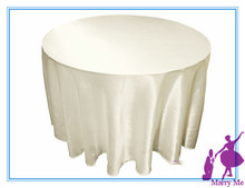 High Quality 108'' ivory wedding round Plain satin tablecloth textile plaid tablecloth round 2024 - buy cheap