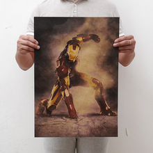 Новое поступление, винтажный постер из крафт-бумаги Marvel, Железный человек, Мстители, домашний декор, сделай сам, принты в стиле ретро, для любителей коллекции, подарок 2024 - купить недорого