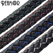 REAMOR-Cuerda de cuero de seda trenzada auténtica, cuerda de 4 colores para pulsera DIY, joyería artesanal, accesorios al por mayor, 8mm 2024 - compra barato