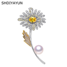 Broche de perlas SHDIYAYUN 2019 para mujer, broches de flores de dos colores, alfileres de perlas naturales de agua dulce, joyería fina, exquisita artesanía 2024 - compra barato