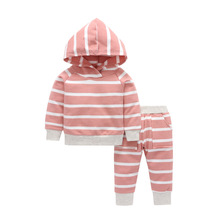 Ropa de bebé recién nacido con capucha a rayas tops + Pantalones 2 piezas conjuntos de ropa de Navidad para bebé conjuntos 0-24 M 2024 - compra barato