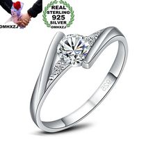 OMHXZJ Wholesale Personality Fashion OL Woman Girl Party Wedding Gift White Simple AAA Zircon 925 Sterling Silver Ring RN122 2024 - buy cheap