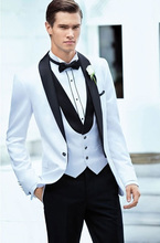 Light Blue 3 Pieces Men Goom Wedding Dress Blazer With Black Pants Fashion Formal Dress Men Suit Set Custom Prom Terno Masculino 2024 - buy cheap