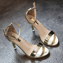 2018 Fashion Women Sandals High Heels Women Summer Shoes thin Heels Ladies dress wedding open toe bling gold silver pumps 2024 - buy cheap