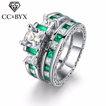 CC Jewelry-Anillo de compromiso doble para mujer, joyería de lujo, Color oro blanco, regalo de boda, fiesta, CC1195 2024 - compra barato