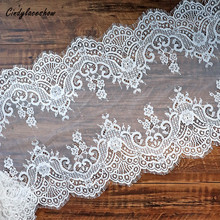 3 Meter/Lot 33cm Width white Eyelashes Lace Trim Fabric Flower DIY Crafts Wedding Dress Clothing Bra lace material Handmade 2024 - buy cheap