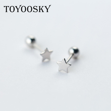TOYOOSKY-pendientes de plata de ley 925 con forma de estrella, joyería minimalista, con tuerca, para mujeres, niñas y niños 2024 - compra barato