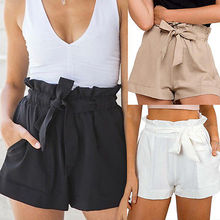 New Arrivals Ladies Women Casual High Waist Crepe Woven Tie Belt Shorts Hotpants Solid Shorts 2024 - buy cheap