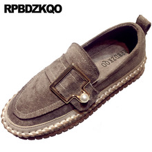 Mocasines de ante estilo Harajuku para mujer, zapatos planos Retro de talla 9, elevador de Metal, zapatos chinos tradicionales, plataforma para ancianos, Creepers de perlas y Muffin 2024 - compra barato