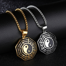 Hip Hop Rock Gold Color Stainless Steel Yin Yang taiji Tai Chi Geometric Round Pendant Necklace for Men jewelry 2024 - buy cheap