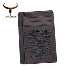 COWATHER top quality cow genuine leather card holder wallets for men 100% cowhide fashion design male credit card purse 2024 - buy cheap