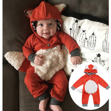 Macacão infantil de raposa com capuz, roupa fofa de desenho animado para meninos e meninas roupas de bebês recém-nascidos para primavera e outono 2024 - compre barato