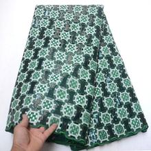 Top Sale Handcut organza voile lace in green Swiss African lace fabric with beautiful sequins for party dress DE54863 2024 - buy cheap