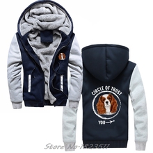 Sudadera con capucha gruesa para hombre, con diseño de Harajuku, Sudadera con capucha de El Círculo de la fe, el rey Caballero, Charles Spaniel, perro, Invierno 2024 - compra barato